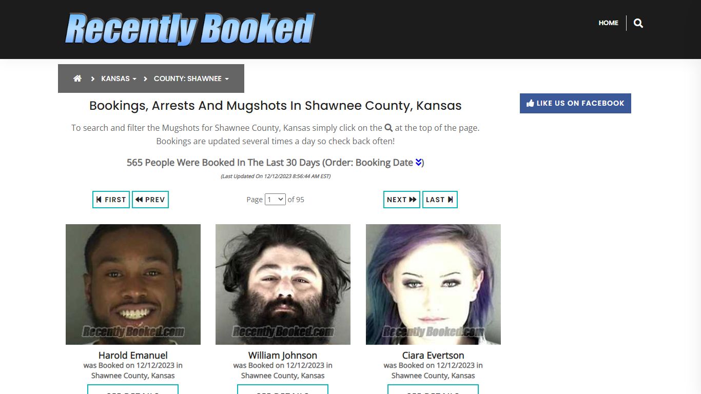 Bookings, Arrests and Mugshots in Shawnee County, Kansas - Recently Booked