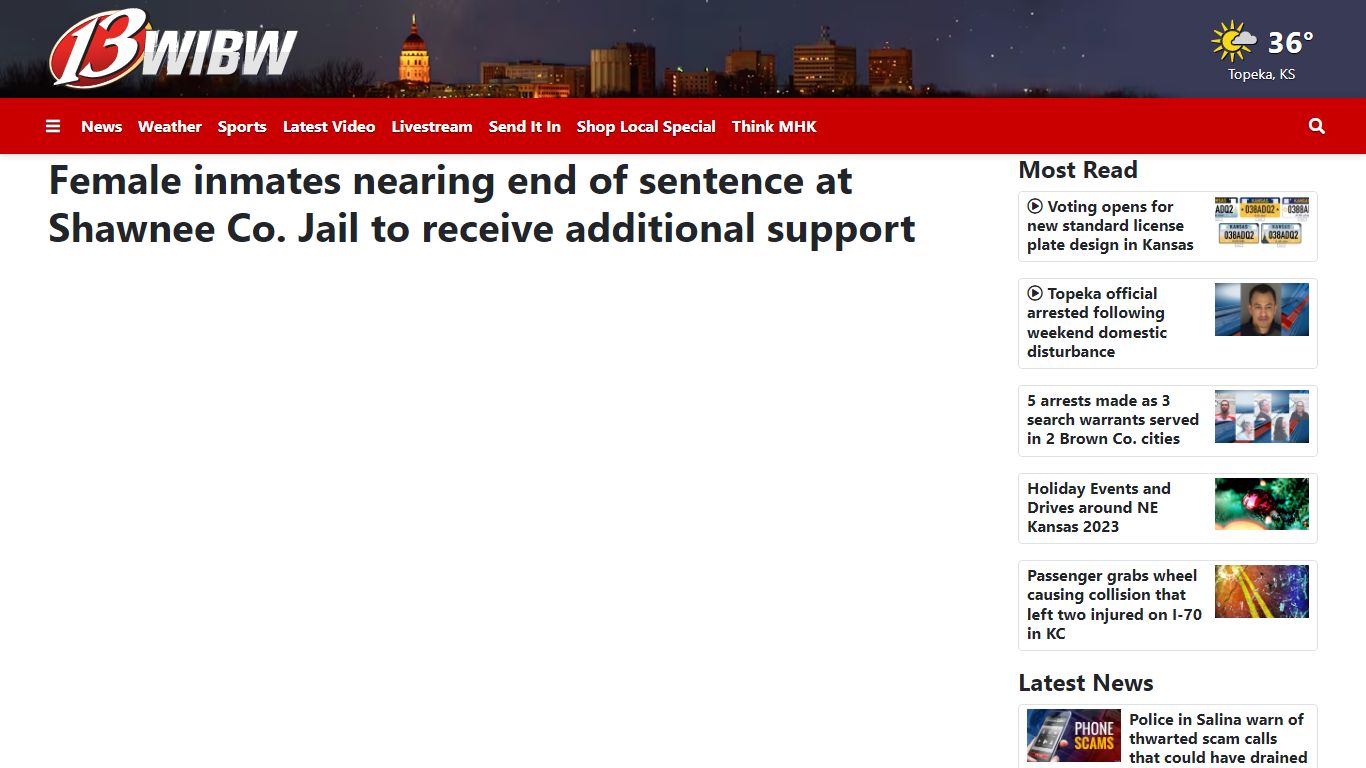 Female inmates nearing end of sentence at Shawnee Co. Jail to ... - WIBW